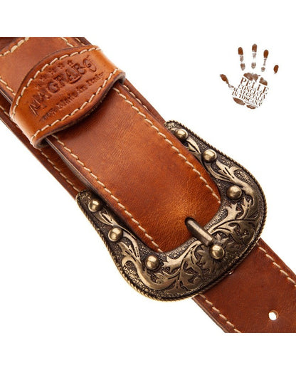 Magrabo Twin Buckle Ts Stone - Washed Brown 7cm Sun Brass Buckle