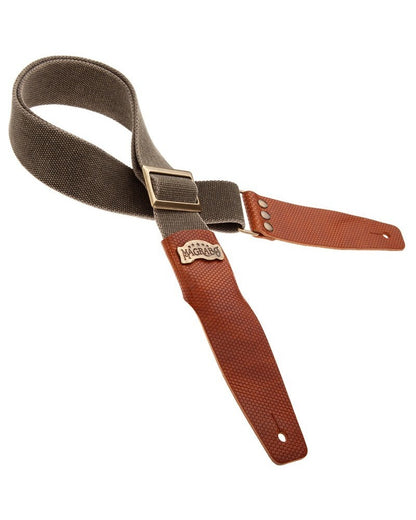 Magrabo Stripe Sc Cotton Washed Olive Green 5cm - Twinkle Brown, Recta Brass Buckle