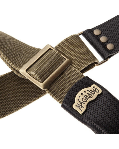 Magrabo Stripe Sc Cotton Washed Olive Green 5cm - Twinkle Black, Recta Brass Buckle