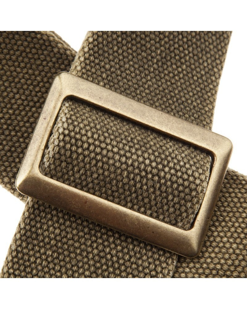 Magrabo Stripe Sc Cotton Washed Olive Green 5cm - Twinkle Black, Recta Brass Buckle