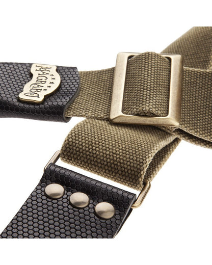 Magrabo Stripe Sc Cotton Washed Olive Green 5cm - Twinkle Black, Recta Brass Buckle