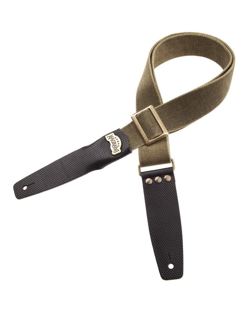 Magrabo Stripe Sc Cotton Washed Olive Green 5cm - Twinkle Black, Recta Brass Buckle
