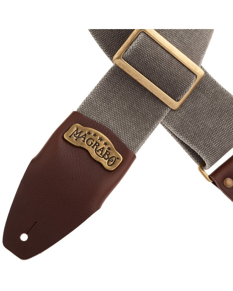 Magrabo Stripe Sc Cotton Washed Grey 8cm - Core Brown, Recta Brass Buckle