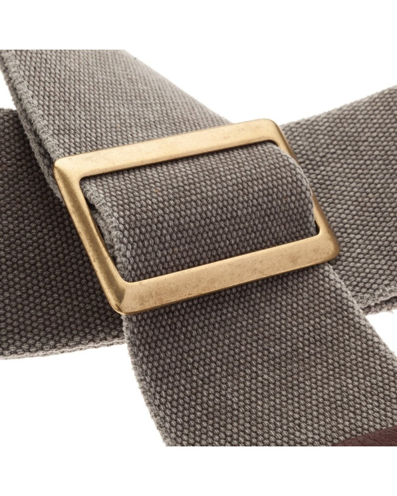 Magrabo Stripe Sc Cotton Washed Grey 8cm - Core Brown, Recta Brass Buckle