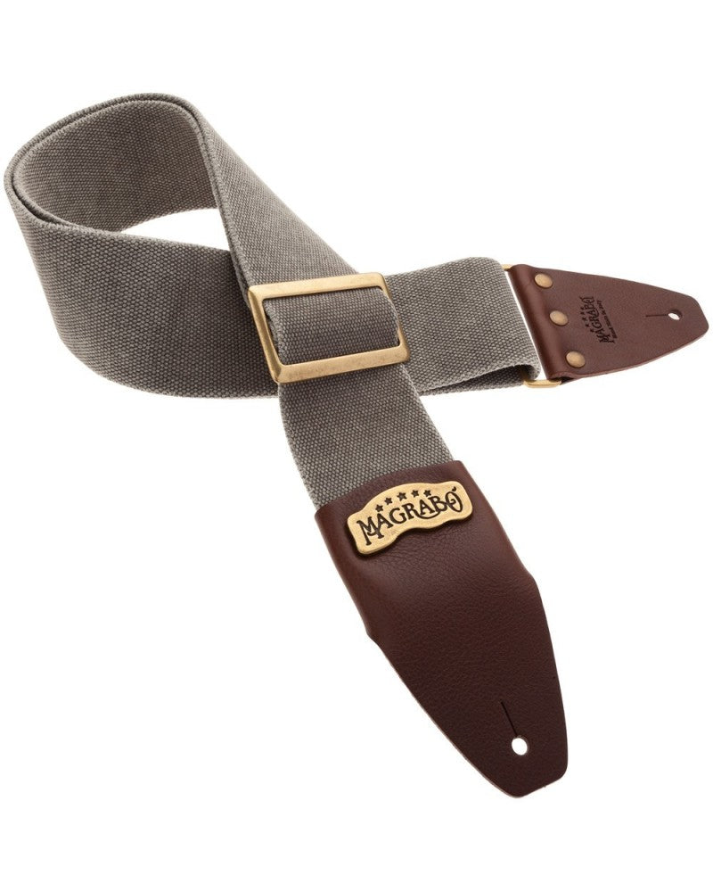 Magrabo Stripe Sc Cotton Washed Grey 8cm - Core Brown, Recta Brass Buckle