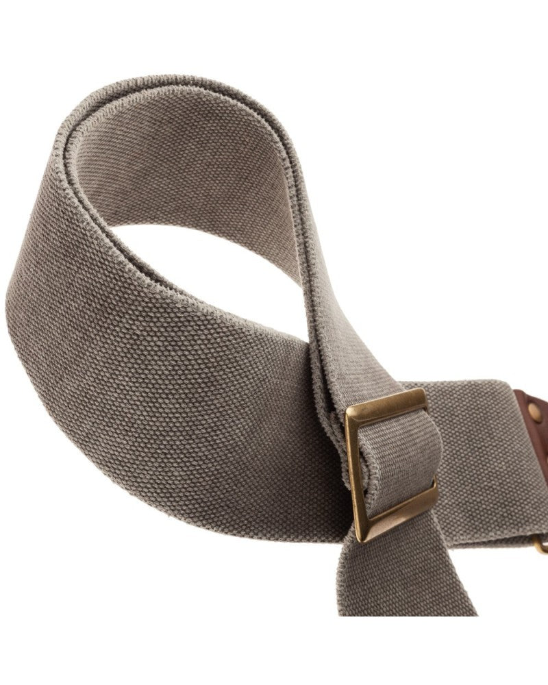 Magrabo Stripe Sc Cotton Washed Grey 8cm - Core Brown, Recta Brass Buckle
