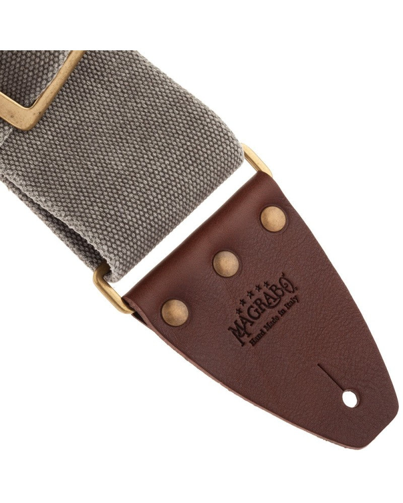 Magrabo Stripe Sc Cotton Washed Grey 8cm - Core Brown, Recta Brass Buckle