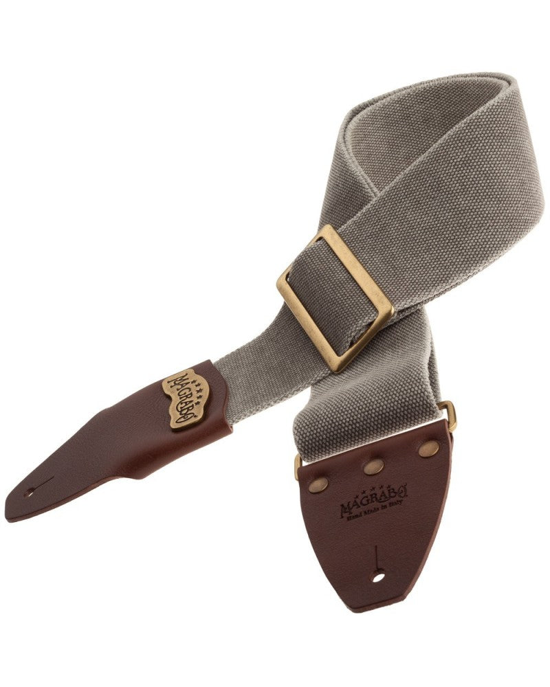 Magrabo Stripe Sc Cotton Washed Grey 8cm - Core Brown, Recta Brass Buckle