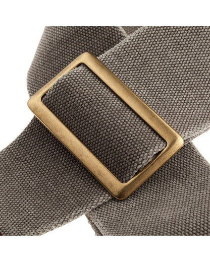 Magrabo Stripe Sc Cotton Washed Grey 8cm - Core Brown, Recta Brass Buckle