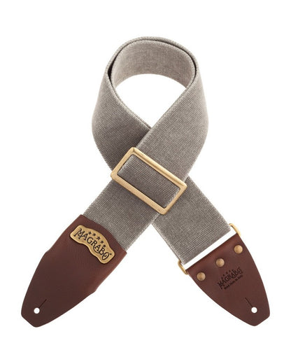 Magrabo Stripe Sc Cotton Washed Grey 8cm - Core Brown, Recta Brass Buckle