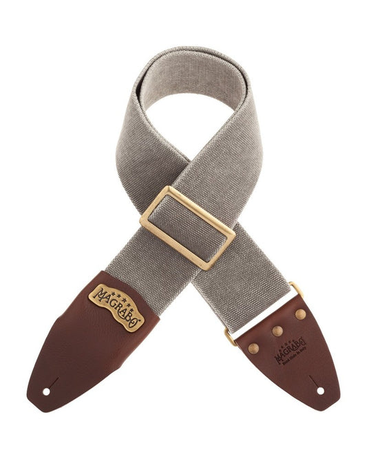Magrabo Stripe Sc Cotton Washed Grey 8cm - Core Brown, Recta Brass Buckle