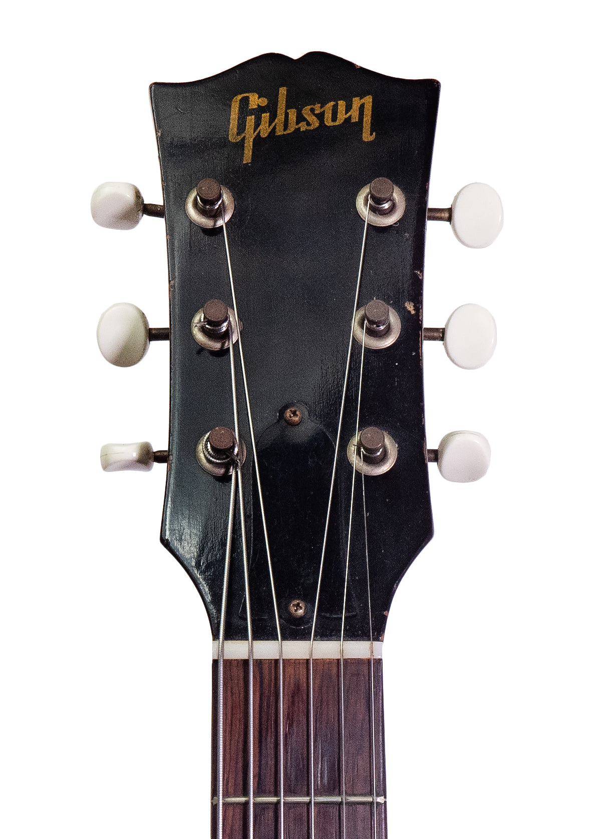 headstock from a vintage 1952 Gibson ES-125 electric archtop guitar