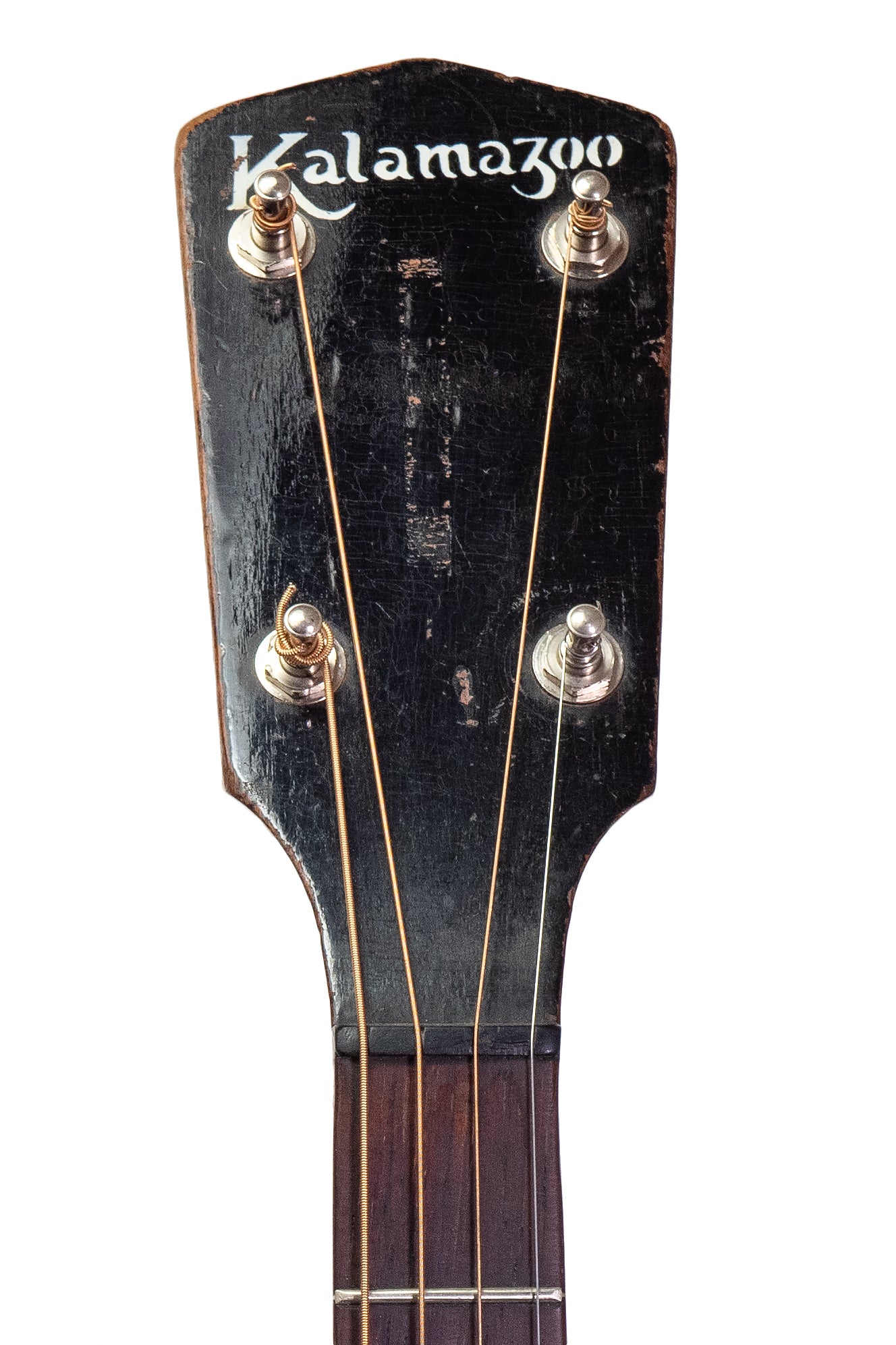 closeup of a vintage Kalamazoo KTG-11 Tenor guitar headstock