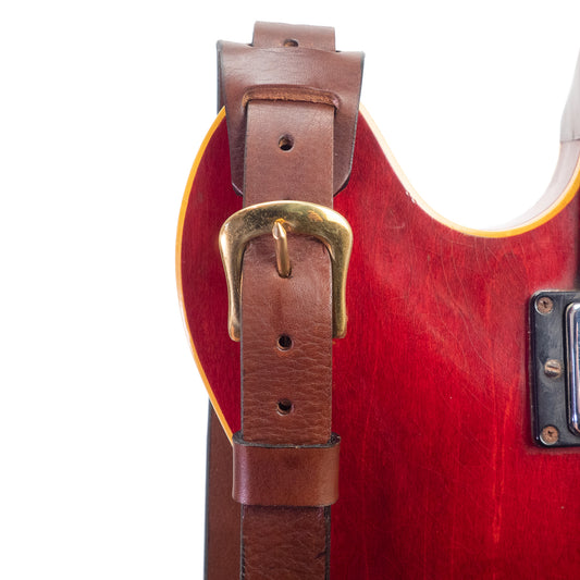 Bear Straps - Slimline Padded Brown & Brass leather strap