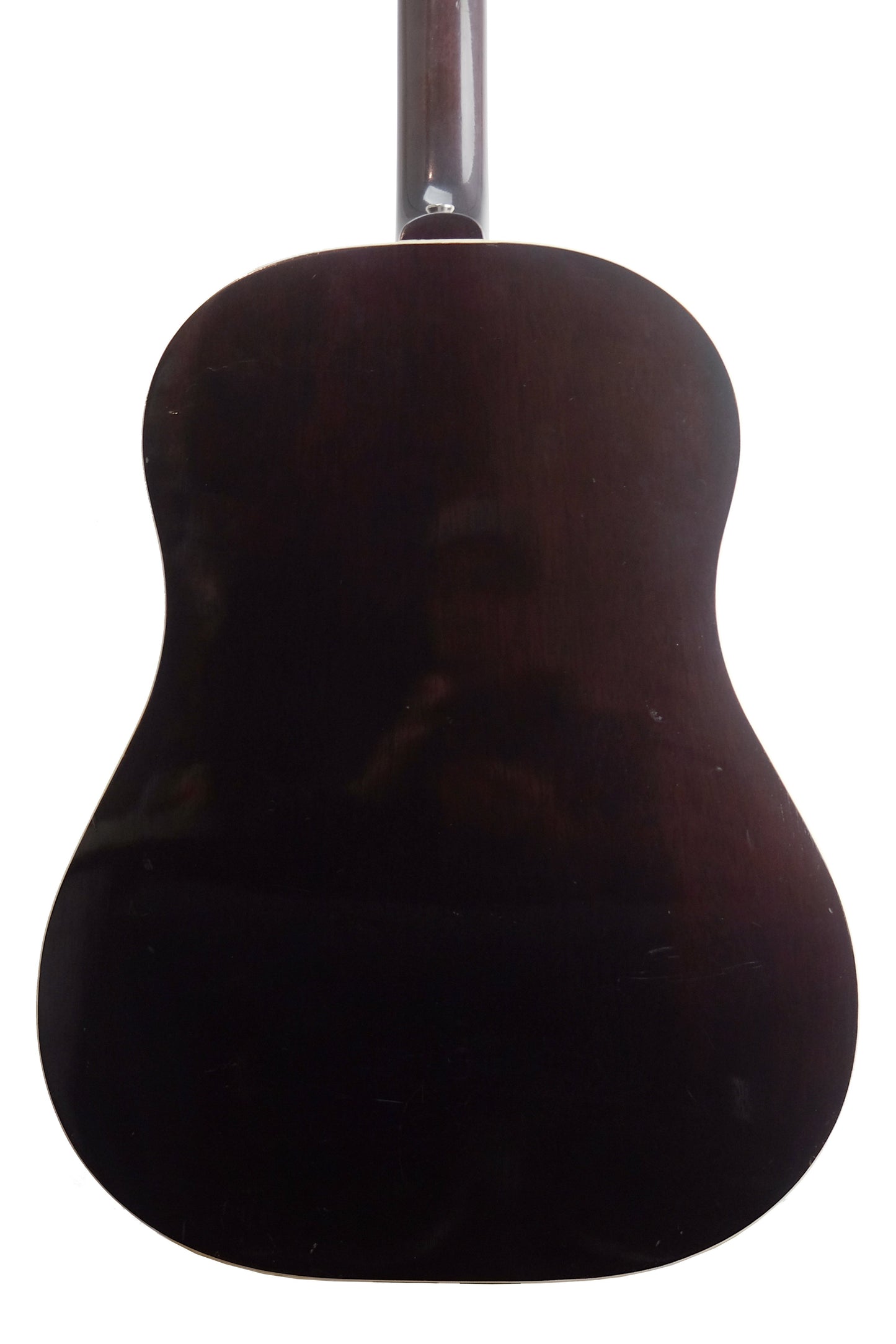 mahogany back of a Vintage 1941 Gibson "Banner" J-45 acoustic guitar