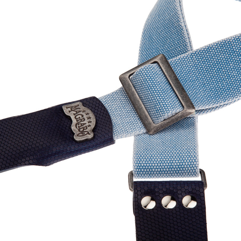 Magrabo Stripe SC Cotton Washed Celestial 5 cm terminals Twinkle Blue, Recta Silver Buckle