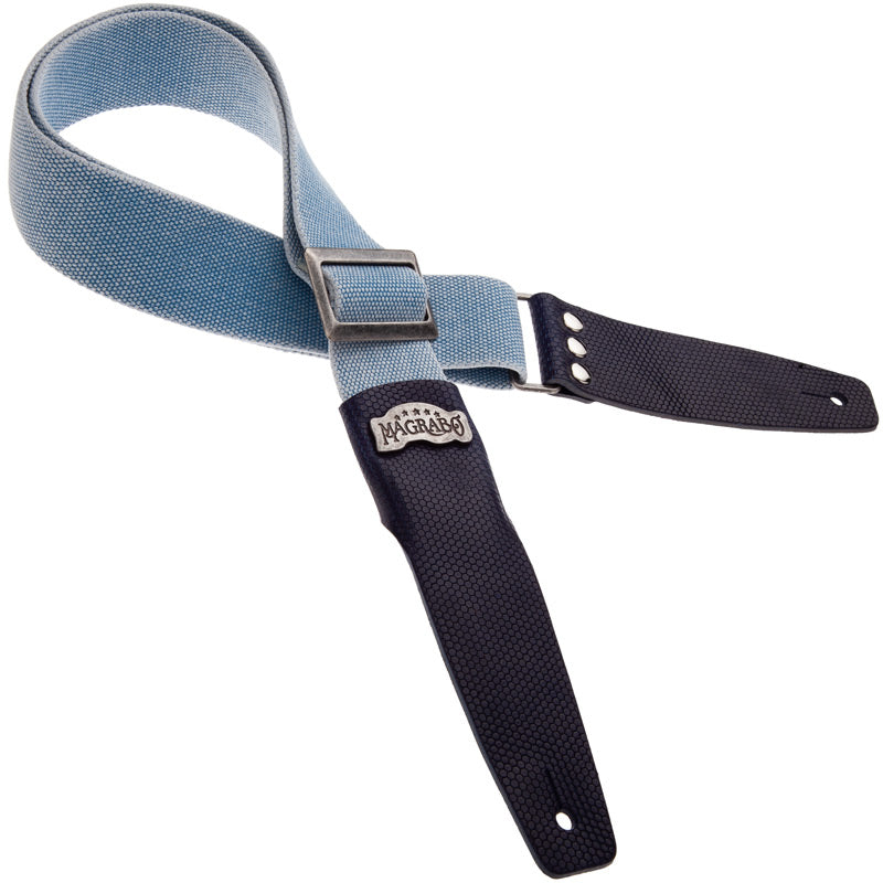 Magrabo Stripe SC Cotton Washed Celestial 5 cm terminals Twinkle Blue, Recta Silver Buckle