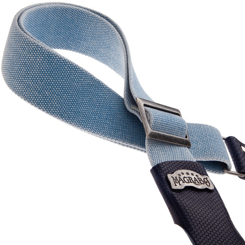 Magrabo Stripe SC Cotton Washed Celestial 5 cm terminals Twinkle Blue, Recta Silver Buckle