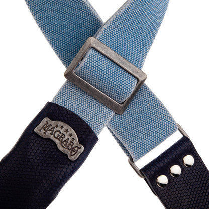 Magrabo Stripe SC Cotton Washed Celestial 5 cm terminals Twinkle Blue, Recta Silver Buckle