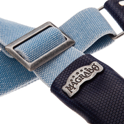 Magrabo Stripe SC Cotton Washed Celestial 5 cm terminals Twinkle Blue, Recta Silver Buckle