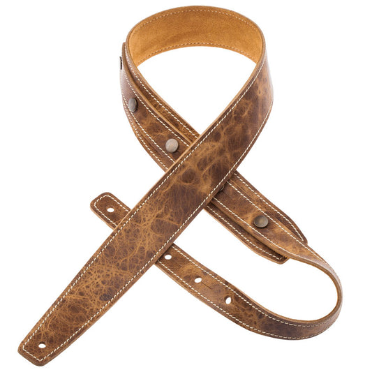 Brown leather guitar strap
