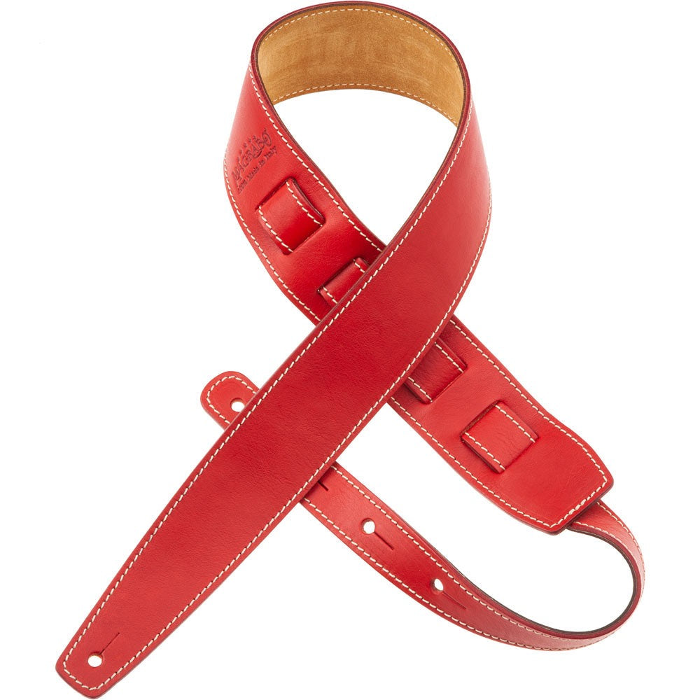 Italian leather guitar strap Magrabo Holes HS Core Red 6 cm