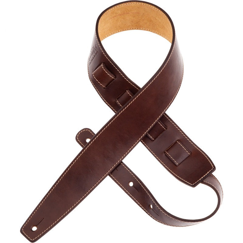 Brown leather Italian guitar strap