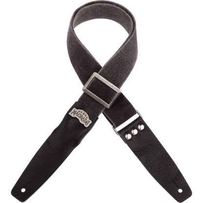 Washed cotton guitar strap with silver buckle