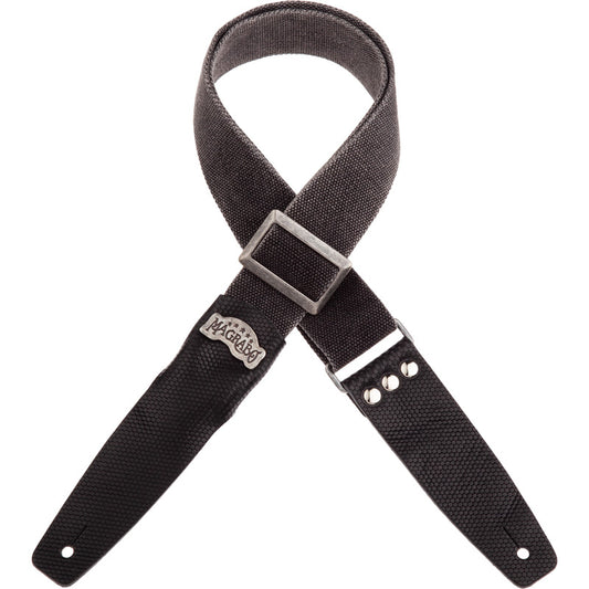 Washed cotton guitar strap with silver buckle