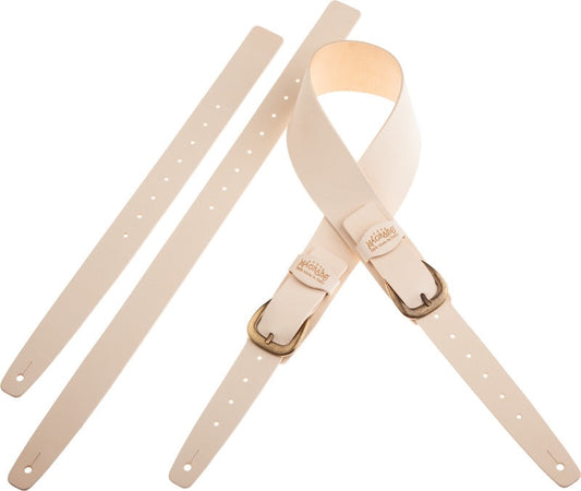 Cream leather and brass buckle guitar strap