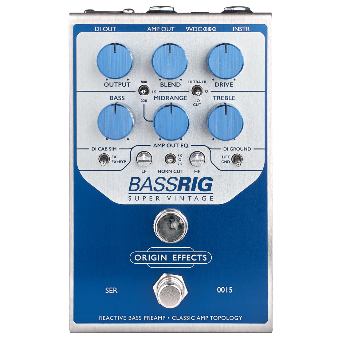 Origin Effects BassRIG Super Vintage blue effect pedal