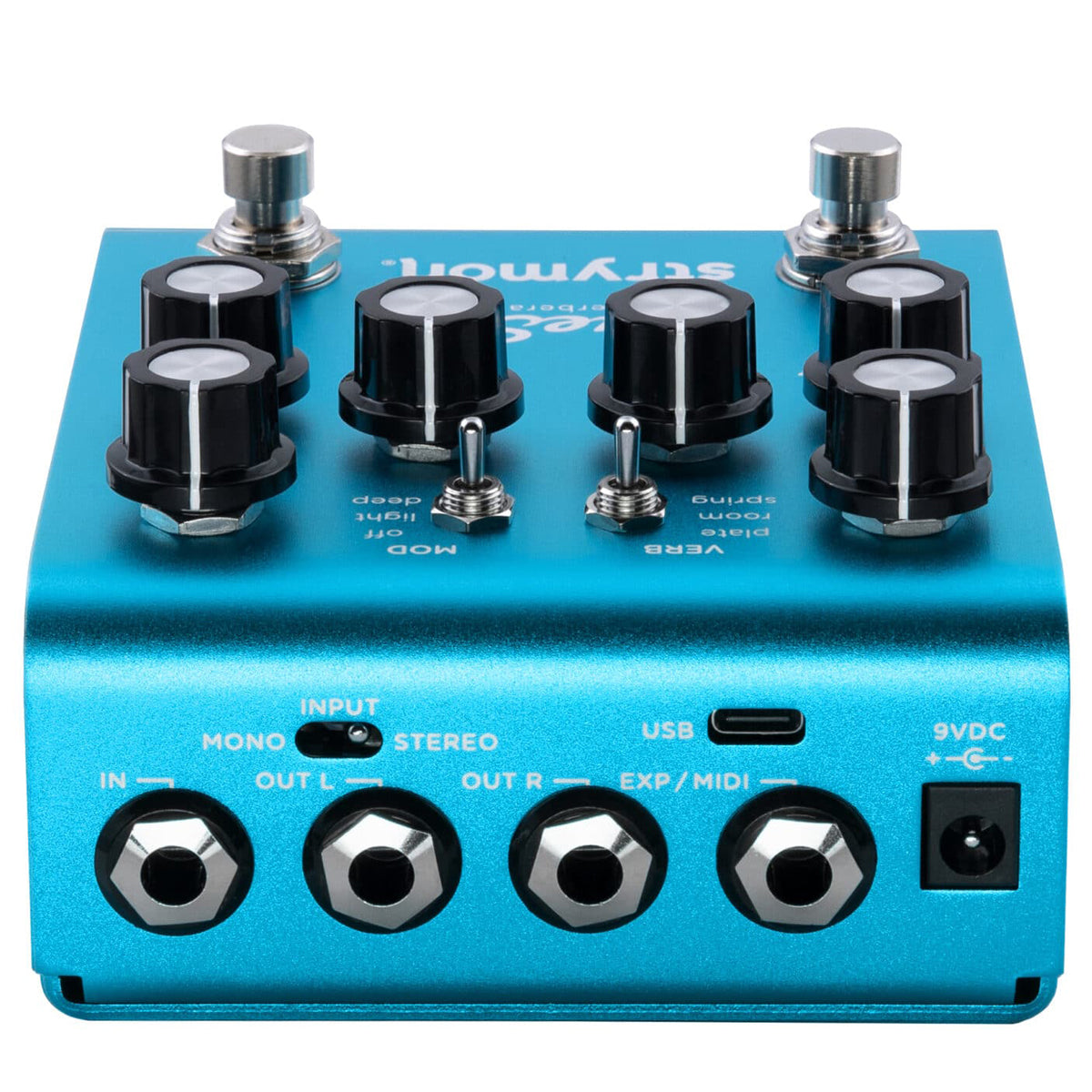 Strymon blueSky Reverb V2 effect pedal back inputs