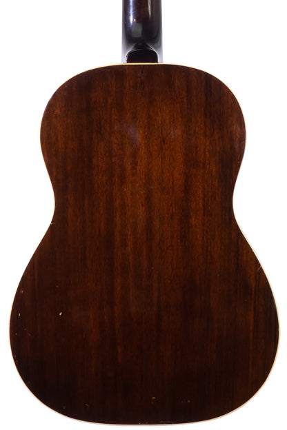 closeup of the back of a Vintage 1968 Gibson F-25 Folksinger acoustic guitar