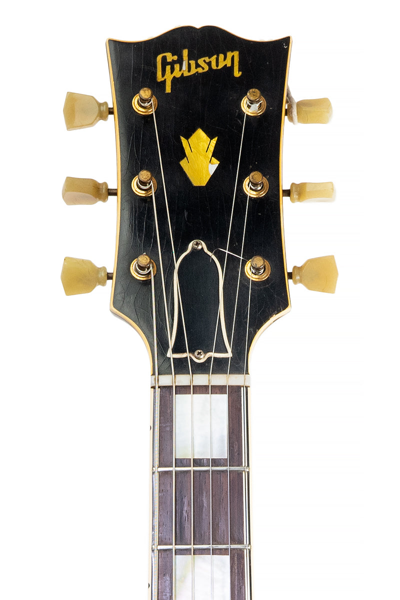 headstock from a vintage 1952 Gibson ES-5 electric archtop guitar