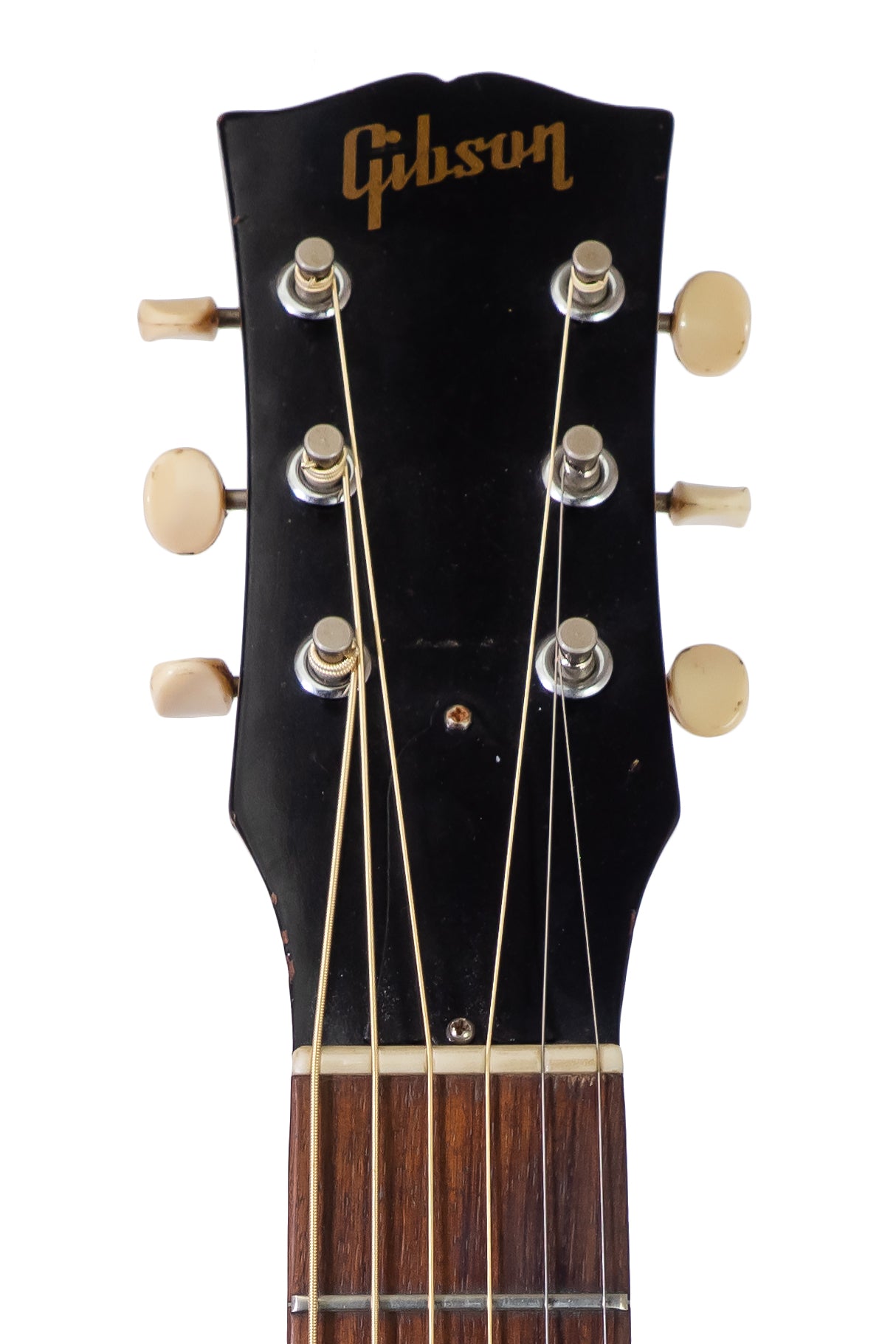 headstock from a Vintage 1968 Gibson F-25 Folksinger acoustic guitar